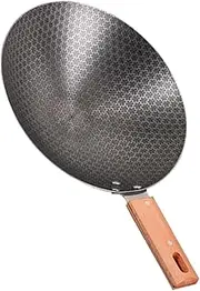 Sosoport Outdoor Wok with Handle Non Stick Frying Pan for Gas Stoves Open Flames and Firewood Cooking for BBQ Steaks and Vegetables