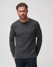 Travis Mathew Men Charcoal Gray Cloud Waffle Crew Long Sleeve Sweatshirt 2XL