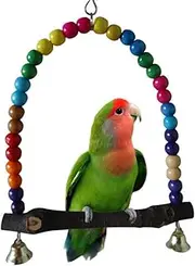 Bird Swing, Multi-Color 5.5 x 5.6 Inch Wooden Bird Swings Budgie Swing Toys Hammock for Parakeets Budgie Bird