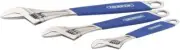 Draper Soft Grip Adjustable Spanner 3 Piece Set, Nickel Finish, Carbon Steel