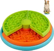 3-Level Slow Feeder Dog Bowl, Orange Interactive Puzzle Food Bowl with Non-Slip Base, BPA-Free Pet Feeding Dish for Small Medium Large Dogs - Easy Clean Food Grade PP & Silicone （Orange）
