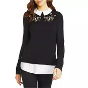NWT Ted Baker Natiley Highland Embroidered Mock 2-Piece Sweater Size 1 US 0-2