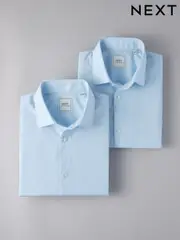 Blue Regular Fit Easy Care Short Sleeve Smart Shirts 2 Pack (291789) | $58