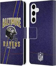Head Case Designs Officially Licensed NFL Football Stripes Baltimore Ravens Logo Art Leather Book Wallet Case Cover Compatible with Samsung Galaxy S24+ 5G
