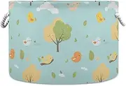 Yoogain Cartoon Childish Cute Birds Tree Blue storage basket and waterproof fabric storage with sturdy handle Hamper square large for towel bedroom toy