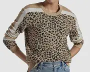 $499 Current/Elliott Women Brown Black Leopard Crew-Neck Wool Cashmere Sweater 2