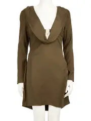 Khaki Draped Neck Dress