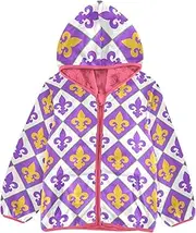 [GuoChe] Big Girls Jackets With Sherpa Lining Purple Carnival Royal Lily Mardi Gras Yellow Winter Coat Toddler Girl pink Baby