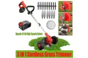 3in1 Cordless Grass Trimmer Grass Lawn Brush Cutter Whipper Snipper with 2 Battery