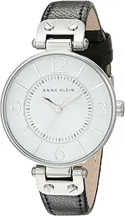 [Anne Klein] Modern Leather Strap Watch - Black