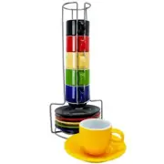 Gibson Sensations 13 Piece Stackable Non-Toxic Ceramic Small Espresso Cup Set wi