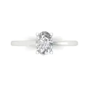 14K White Gold Solitaire Promise Ring, 1 ct Oval Cut Simulated Diamond