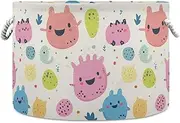 Yoogain Cute Cartoon Monsters storage basket folding and waterproof laundry bag with sturdy handle bins small canvas for nursery rv bathroom