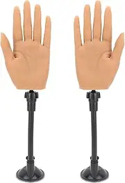 Nail Practice Hand for Beginners, 1 Pair Silicone Nail Training Mannequin Hand with 2Pcs Suction Stand for Acrylic Nail, Nail Manicure Tech Supplies for Acupuncture Practice
