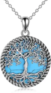 Tree of Life Necklace Sterling Silver Turquoise Tree of Life Pendant Necklace Tr