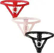 [Generic] Men's Sexy Hollow Out Lace Panties Open Front Underwear T-Back G-String Lingerie Thongs