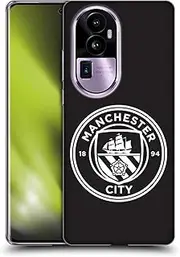 Head Case Designs Officially Licensed Manchester City Man City FC Black White Outline Badge Soft Gel Case Compatible with Oppo Reno10 Pro+
