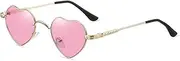 [JRLLFD] Retro Small Metal Women Red Sunglasses Pink Heart Lovely Shaped Frame Shades Uv400