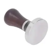 US (58Mm) Stainless Steel Coffee Tamper Leather Black Wood Handle Coffee Tamper