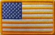 USA FLAG GOLD & BLUE COLORS AMERICAN Patch W/ VELCRO® Brand Fastener Gold
