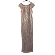 Aidan Mattox Sz 2 Cap Slv Lace Gown Size 2 Lavender Bead Metalic $375 NWT 7365