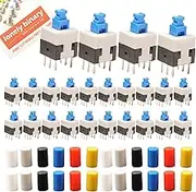 Lonely Binary 24-Pack DPDT Push Button Switches – 8x8mm Breadboard-Friendly with Assorted Color Caps for Arduino, ESP32, Raspberry Pi Pico