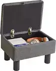 Linen Small Ottoman Foot Rest, Foot Stools with Storage Small, Upholstered Recta