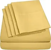 King Size Bed Sheets - 6 Piece 1500 Supreme Collection Fine Brushed Microfiber Deep Pocket King Sheet Set Bedding - 2 Extra Pillow Cases, Great Value, King, Yellow