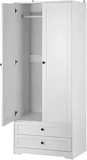 Artiss Wardrobe 2 Doors Clothes Closet Storage Organizer with Drawers White