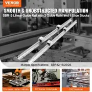 Linear Guide Rail Set, SBR16 1000mm, 2 PCS 39.4 in/1000 mm SBR16 Guide Rails and 4 PCS SBR16UU Slide Blocks, Linear Rails and Bearings Kit for Automated Machines DIY Project CNC Router Machines