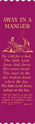 "Away In A Manger" Christmas Bible Bookmark Ribbons, pack of 10 (#5-853)