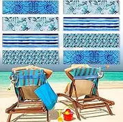 Boao 8 Pcs Large Towel Bands for Beach Chairs 15.75" x 1.97" Cruise Chairs Towel Bands Elastic Windproof Lounge Clips Strap Holder for Summer Pool Hawaiian Accessories Gifts (Fresh Style)