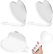 SHERCHPRY 3Pcs Heart Shaped Hand Mirrors Portable Makeup Mirrors with Flexible Handle for Women Lightweight Compact Cosmetic Mirrors for Travel and Daily Use
