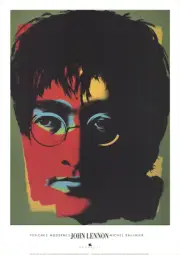 MICHEL D'SAULNIER John Lennon 39" x 27.5" Poster 1988 Pop Art Green, Red, Black