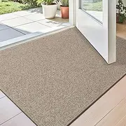 LUMI Premium Indoor Doormat, Low Profile Entryway Rug, Ultra-Thin Non Slip Rubber Backing Welcome Mat, Pet Friendly Stain-Resistant Door Mats for Outside, Patio, Porch, 17.5"x30", Beige