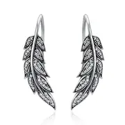 Sterling Silver Vintage Feather Hook Hypoallergenic Earrings