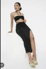 Supre Black Mermaid Waist Maxi Skirt With Slit Bnwt XL