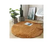 Soft Round Rugs For Bedroom - Plush Round Kids Rugs - Cute Cozy Shaggy Living Room Area Rugs-Khaki