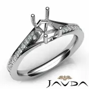 4 Prong Emerald Cut Diamond Engagement Ring Crown Pave Semi Mount Setting 0.35Ct
