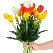 6 Bunches Artificial Tulips Flowers 30 Pcs Real Touch Flower Soft Faux Tulips...