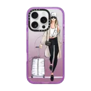 iPhone 16 Pro Impact Case MagSafe Compatible Ready, Set, Jet (Travel Girl Fashion Illustration)