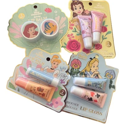 Set Of 4 Disney Princess Lip Balm & Lip Gloss Total 8 Pcs Sealed