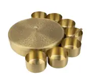 New Pure Brass Masala Box Set with Spoon Container Food Spice Storage