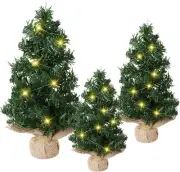 3 Pcs Mini Christmas Tree with Light Pre Lit Xmas Artificial Tabletop Tree LED M