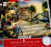 Thomas Kinkade Amsterdam Cafe Puzzle With Poster Excellent Condition