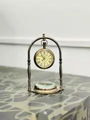 Nautical Table Clock Compass Antique Brass Style Maritime Ship Desk Clock Gift