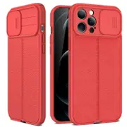 For iPhone 14 Plus Case, Textured TPU Protective Cover, Camshield, Red