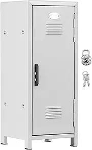 AwObEpl Mini Locker with Lock and Key Rustproof Metal Small Locker Portable Mini Locker Cabinet for Desktop Girls Boys (White)