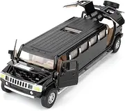 Car Model Compatible for Hummer H2, 1:32 Alloy Stretch Limousine Model, Metal Diecast Car Toy with Sound and Light, Pull Back Toy Vehicle for Adult Kids Boys Girls (Black)