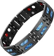 Feraco Magnetic Bracelets for Men Unique Blue Carbon Fiber Titanium Steel Magnetic Bracelet for Men with 4 Element Magnets